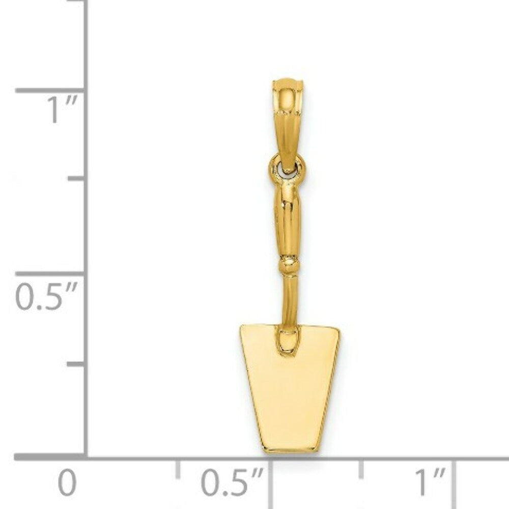 14K Yellow Gold 3-D Tool Trowel Spatula Charm Pendant