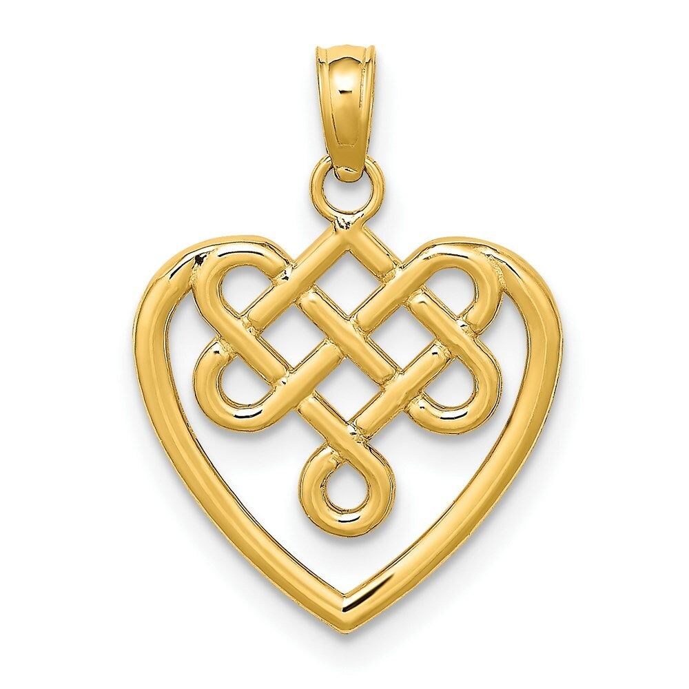 14K Yellow Gold SM CELTIC KNOT HEART Charm Pendant