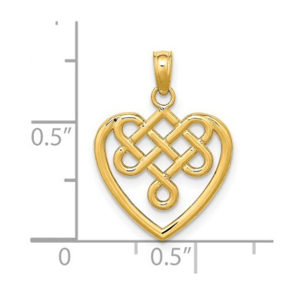 14K Yellow Gold SM CELTIC KNOT HEART Charm Pendant