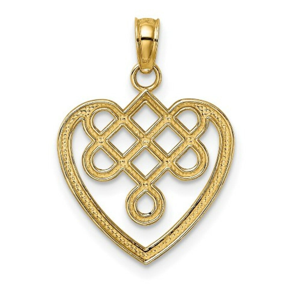14K Yellow Gold SM CELTIC KNOT HEART Charm Pendant