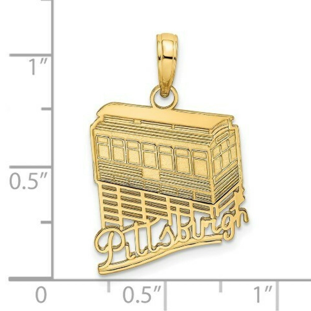 14K Yellow Gold Pittsburgh Incline (Tram/Cable Car) Charm Pendant