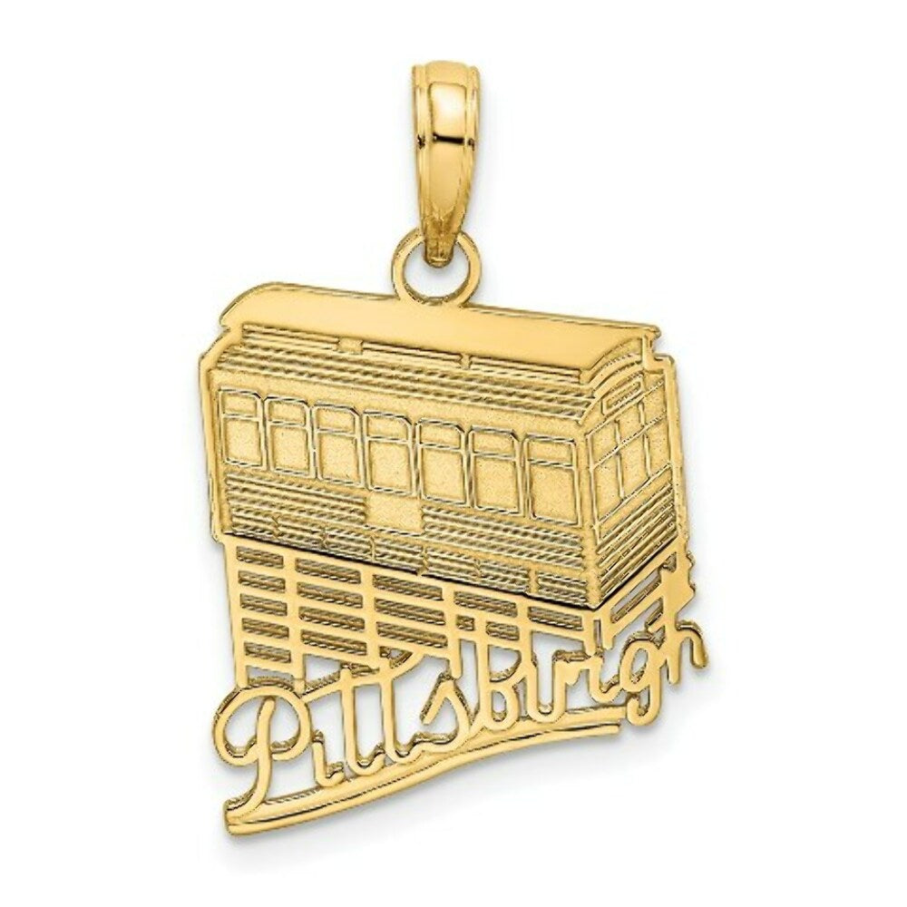 14K Yellow Gold Pittsburgh Incline (Tram/Cable Car) Charm Pendant