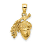 Load image into Gallery viewer, 14K Yellow Gold 3-D ACORN With SINGLE LEAF
