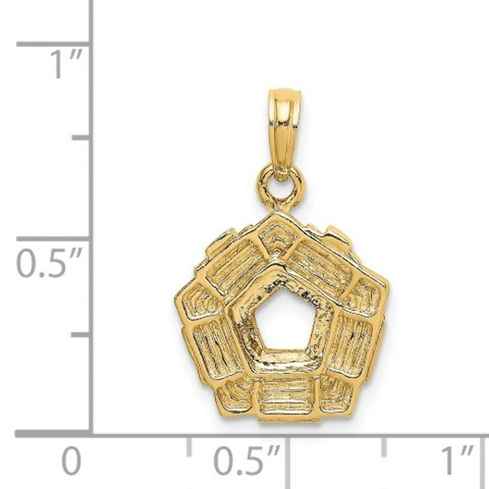 14K Yellow Gold 3-D WASHINGTON D.C. PENTAGON OVERVIEW Charm Pendant