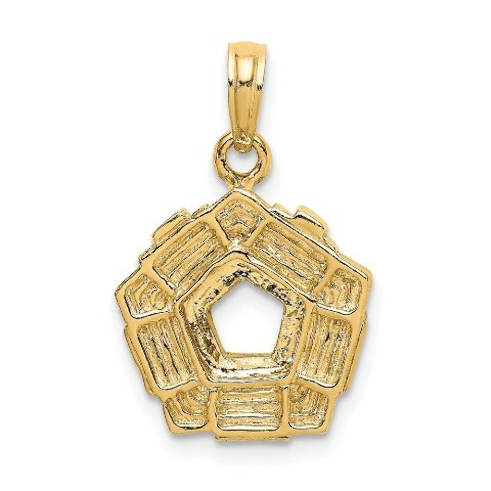 14K Yellow Gold 3-D WASHINGTON D.C. PENTAGON OVERVIEW Charm Pendant