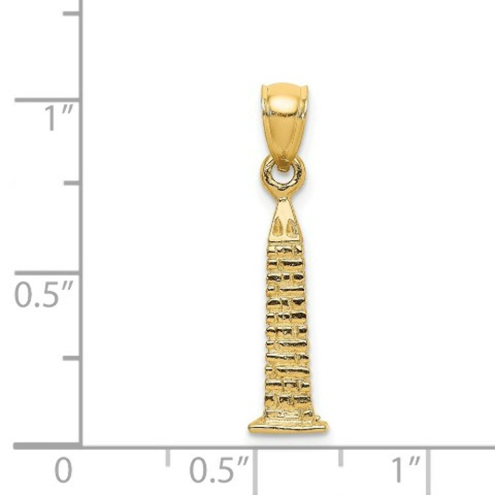 14K Yellow Gold 3-D WASHINGTON D.C. Monument Charm Pendant