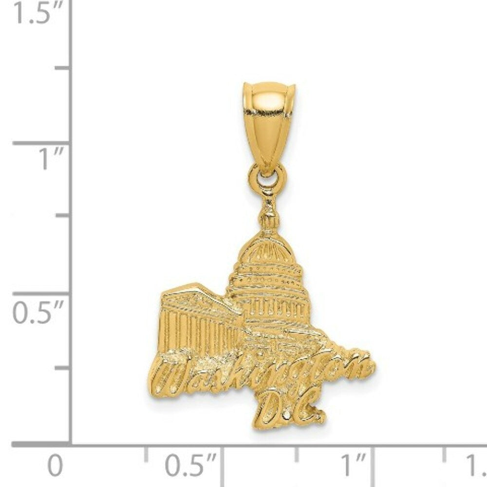14K Yellow Gold WASHINGTON D.C. Capital BLDG Profile Charm Pendant
