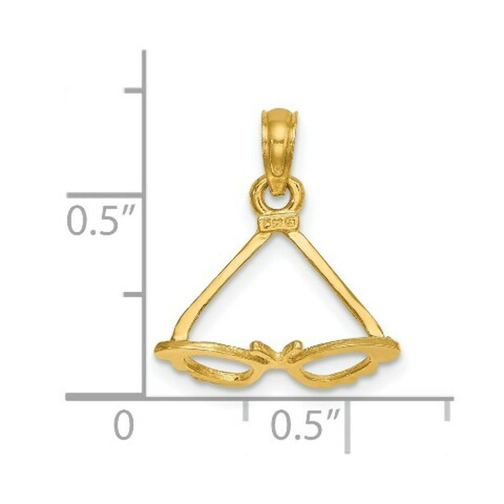14K Yellow Gold 3-D Polished Butterfly Sunglasses Charm Pendant