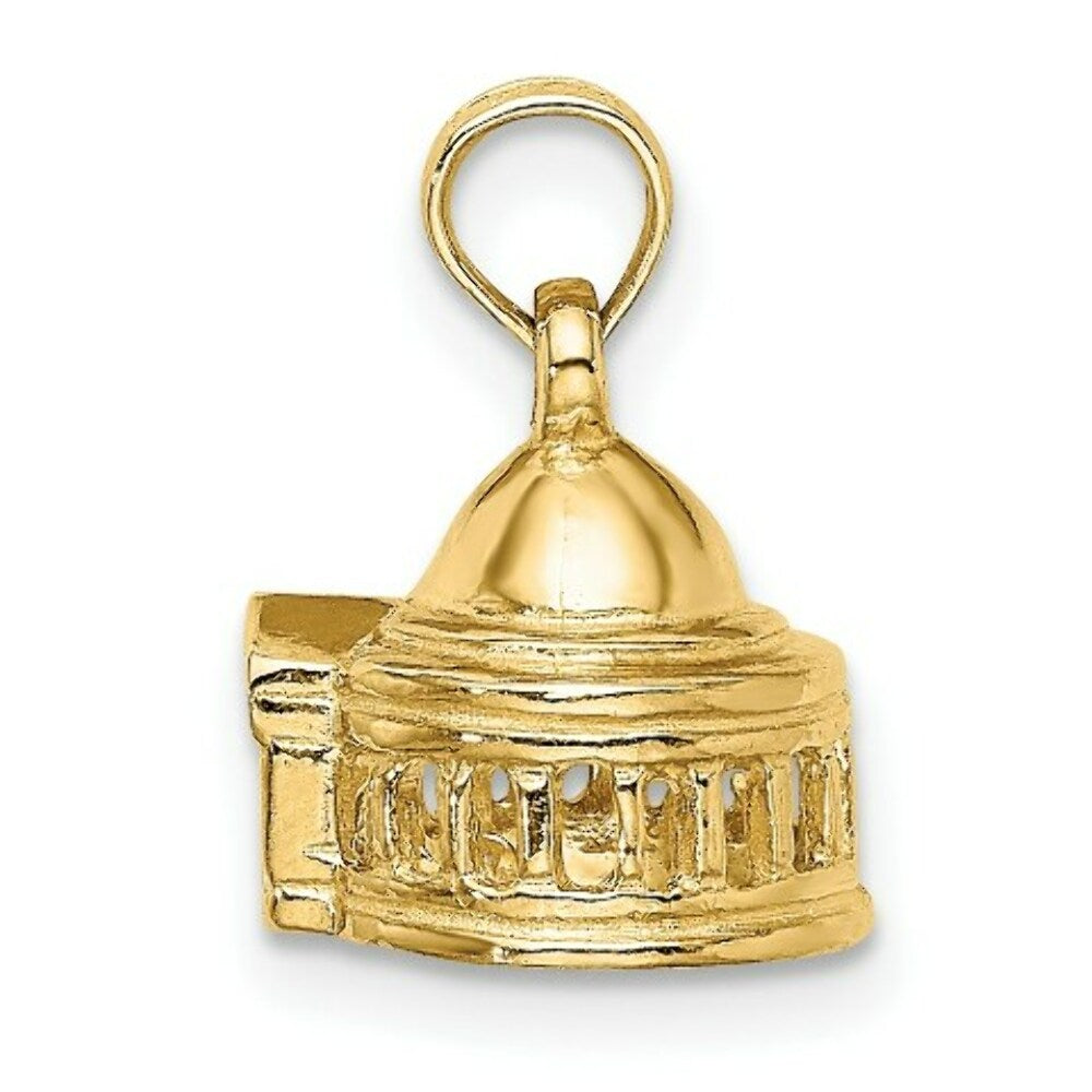 14K Yellow Gold 3-D Jefferson Memorial Building Washington DC Charm Pendant