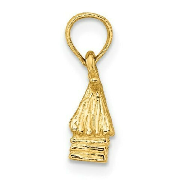14K Yellow Gold 3-D Bungalow Island Hut Charm Pendant