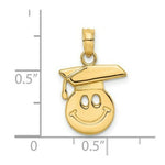 Load image into Gallery viewer, 14K Yellow Gold Polished Smiley Face With Graduation Cap Charm Pendant
