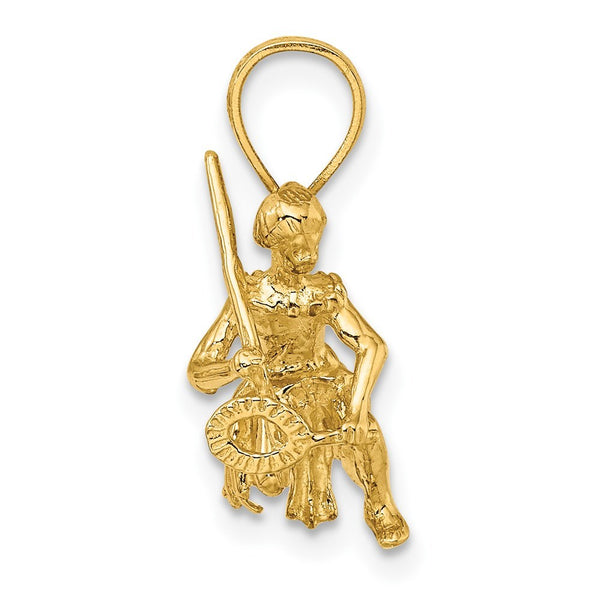 14K Yellow Gold 3-D Island Warrior Dance Charm Pendant