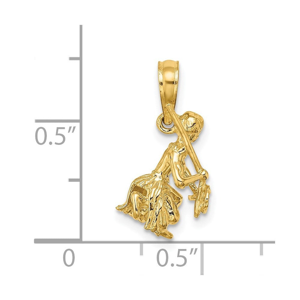 14K Yellow Gold 3-D Island Warrior Dance Charm Pendant