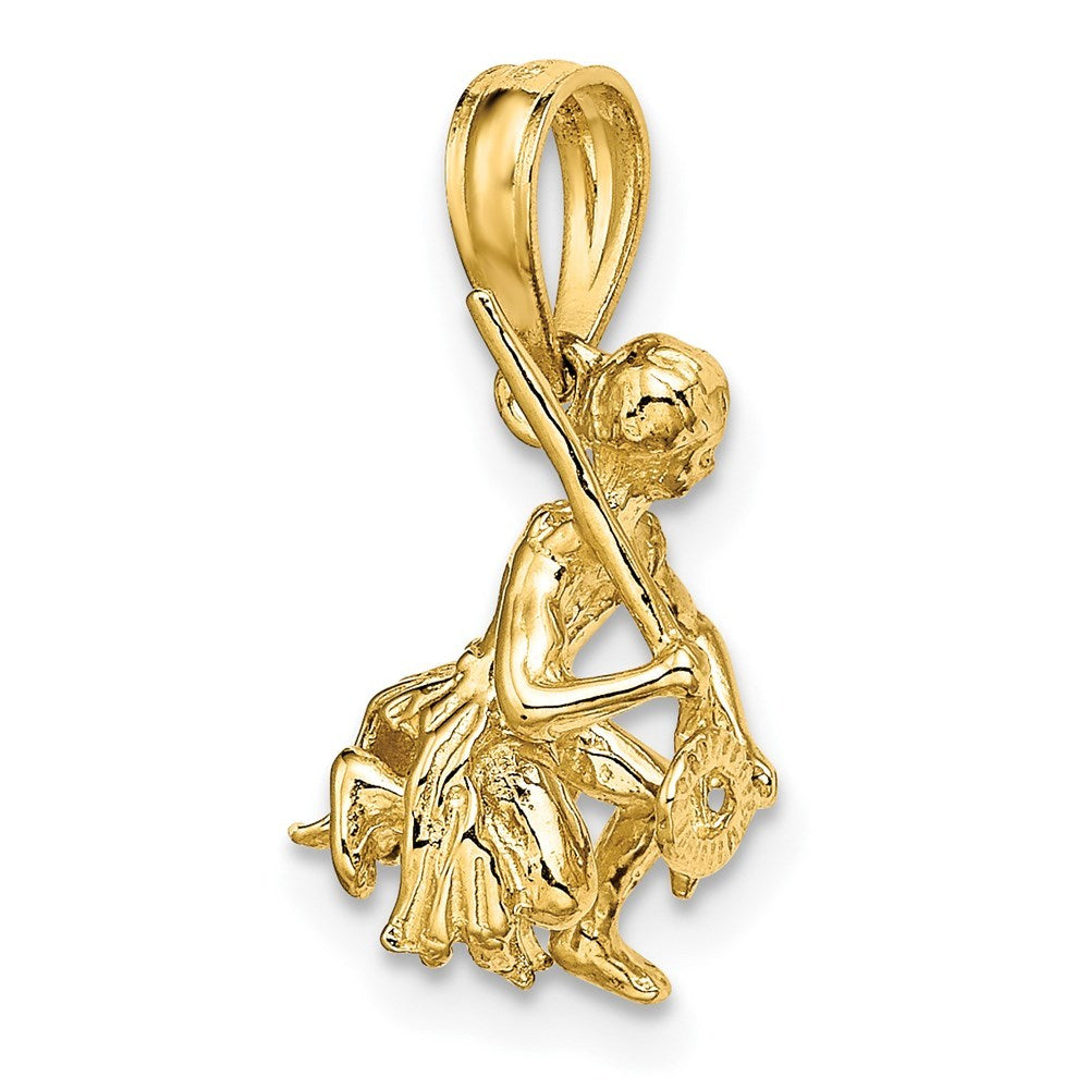 14K Yellow Gold 3-D Island Warrior Dance Charm Pendant