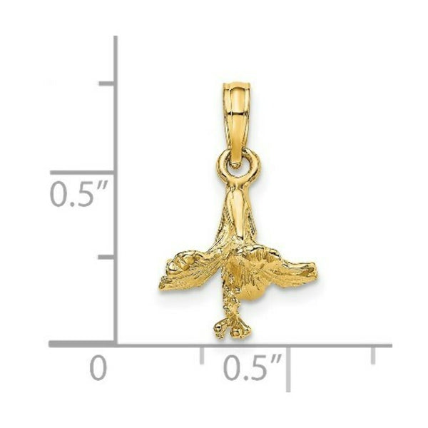 14K Yellow Gold 3-D Hibiscus Flower Charm Pendant
