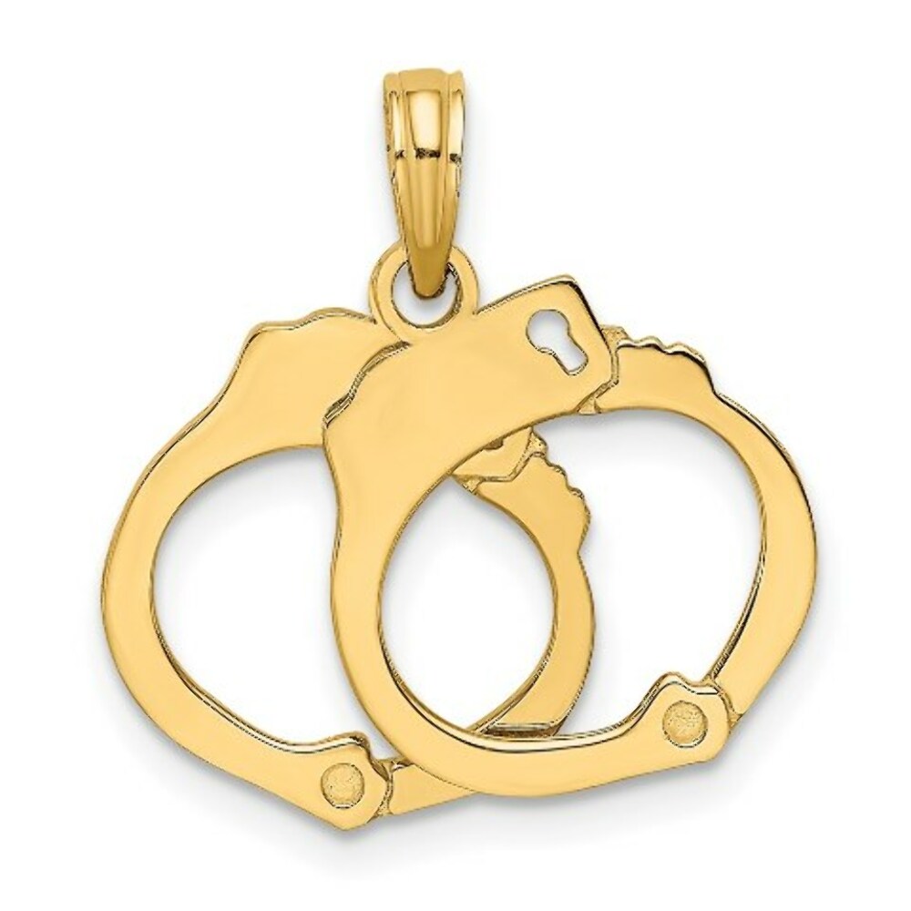 14K Yellow Gold Moveable HANDCUFFS Charm Pendant
