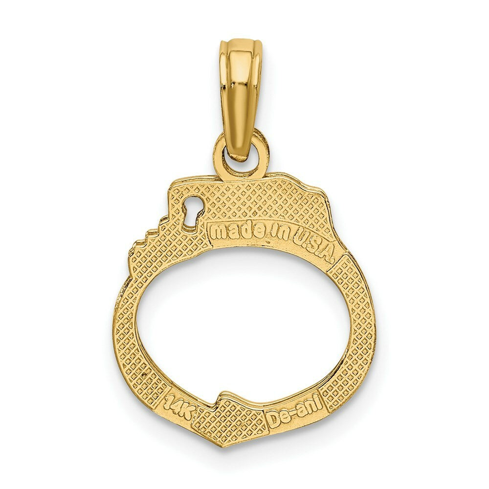 14K Yellow Gold Moveable HANDCUFFS Charm Pendant