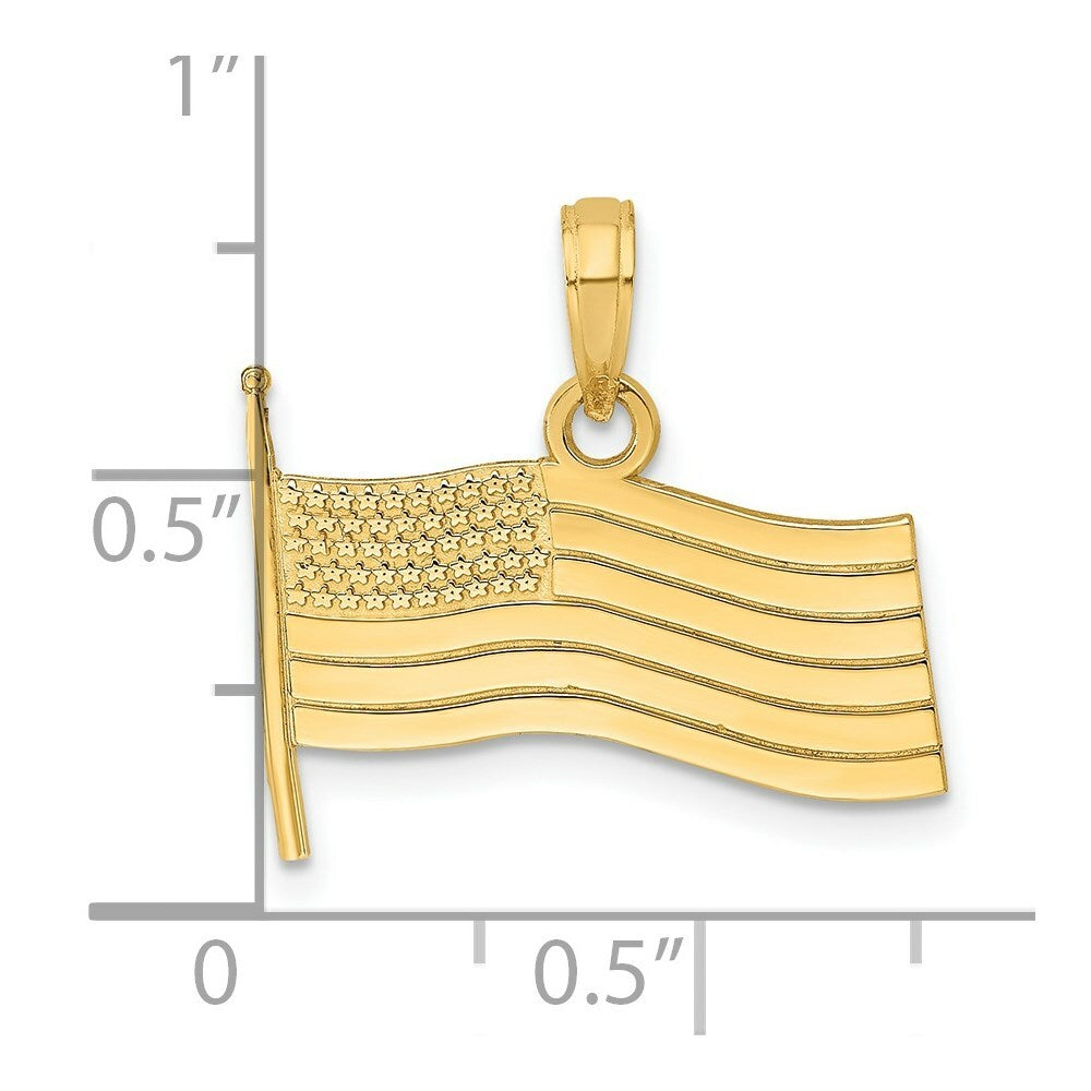 14K Yellow Gold AMERICAN FLAG Charm Pendant
