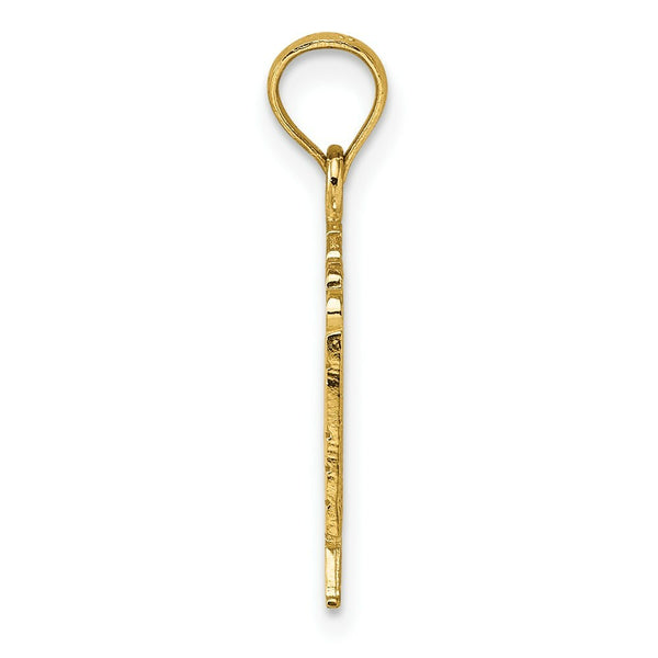 14K Yellow Gold Polished and Textured God Bless America With Flag Charm Pendant