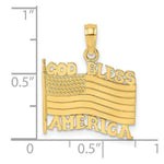 Load image into Gallery viewer, 14K Yellow Gold Polished and Textured God Bless America With Flag Charm Pendant
