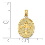Load image into Gallery viewer, 14K Yellow Gold FLEUR-DE-LIS ON OVAL DISC Charm Pendant
