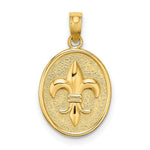Load image into Gallery viewer, 14K Yellow Gold FLEUR-DE-LIS ON OVAL DISC Charm Pendant
