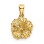 Load image into Gallery viewer, 14K Yellow Gold 2-D Textured Hibiscus Flower Charm Pendant
