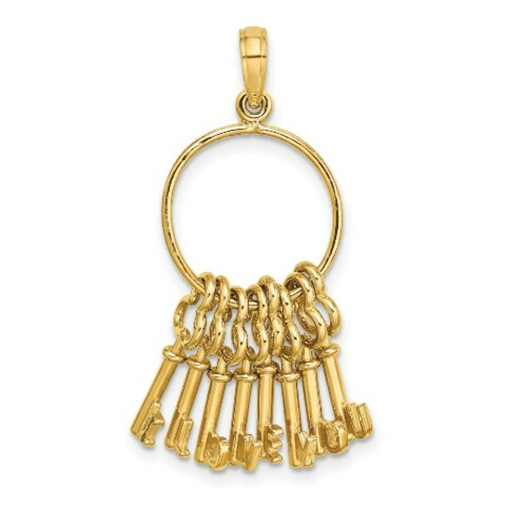 14K Yellow Gold Moveable I Love YOU Key Chain Charm Pendant