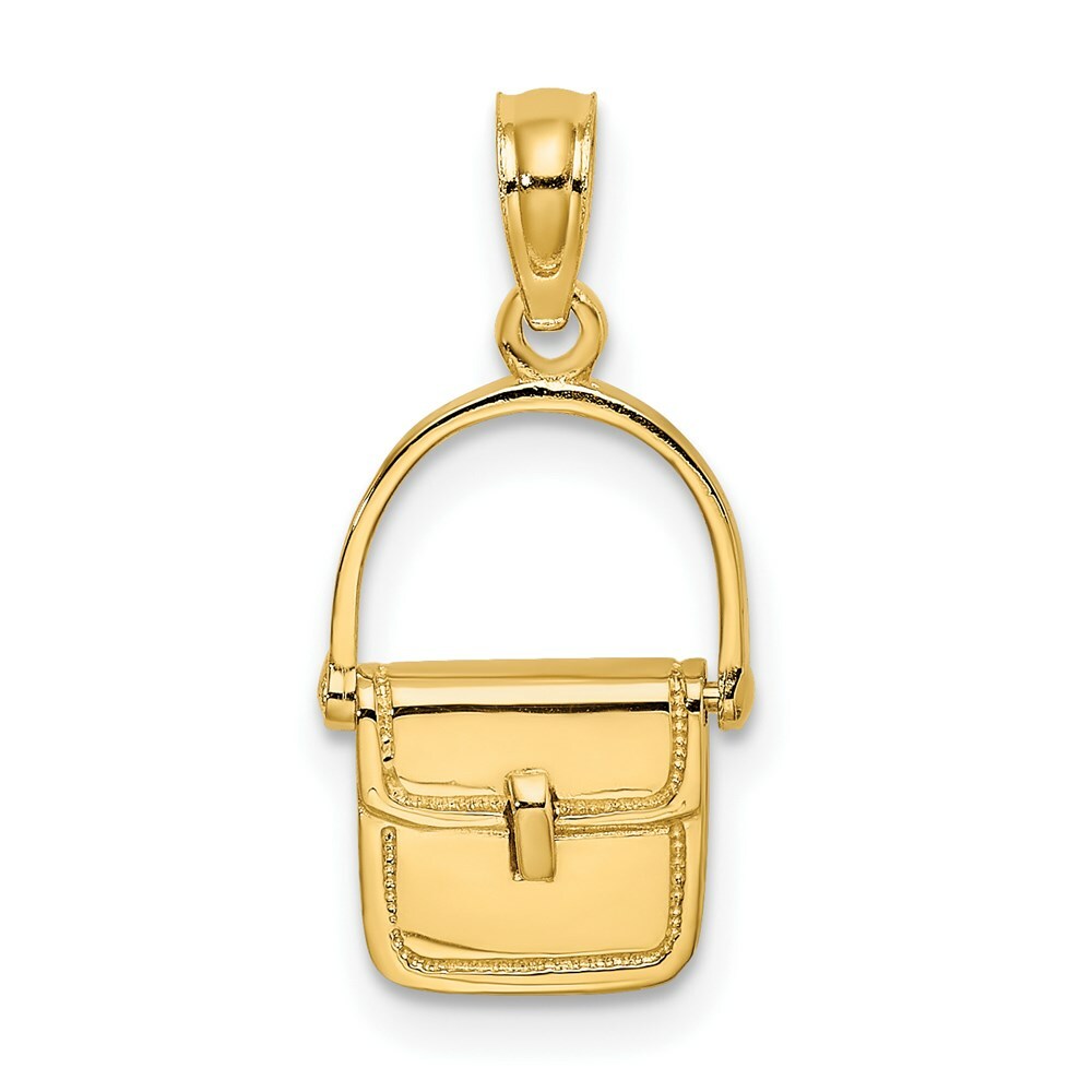 14K Yellow Gold 3-D & Polished PURSE Charm Pendant