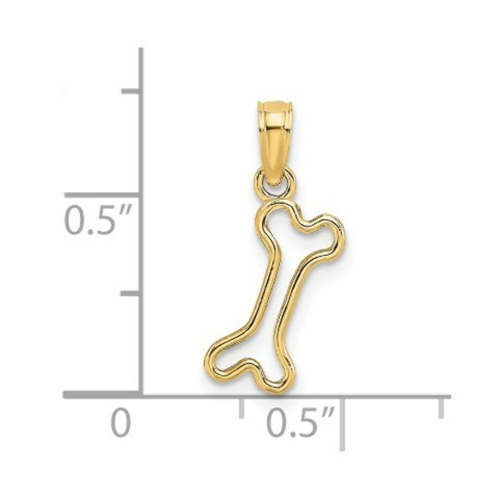 14K Yellow Gold Cut-Out & Polished Mini Dog Bone Charm Pendant