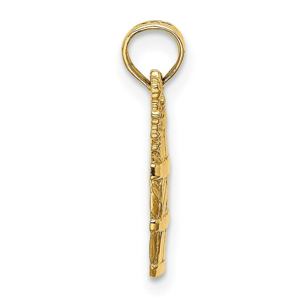 14K Yellow Gold 2-D WINE BARREL With GRAPES Charm Pendant