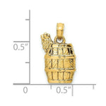 Load image into Gallery viewer, 14K Yellow Gold 2-D WINE BARREL With GRAPES Charm Pendant
