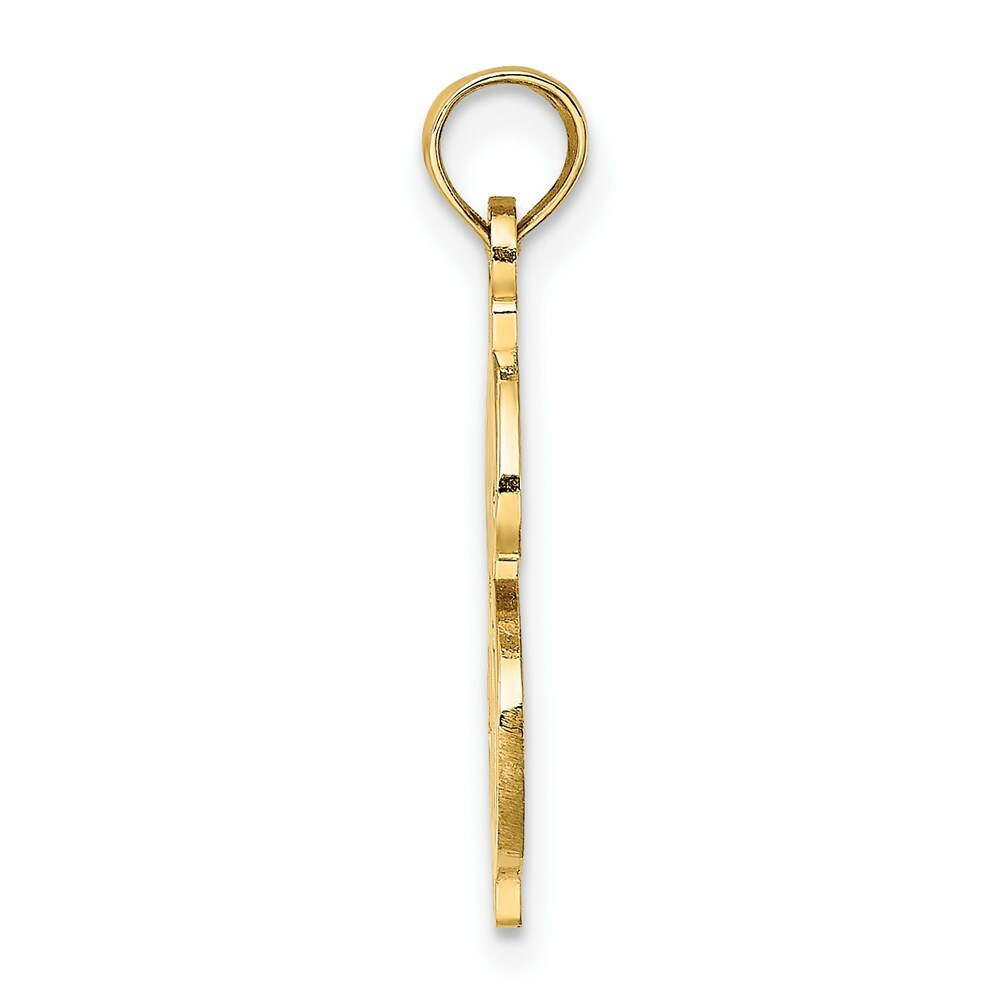 14K Yellow Gold Textured Dollar Sign Charm Pendant