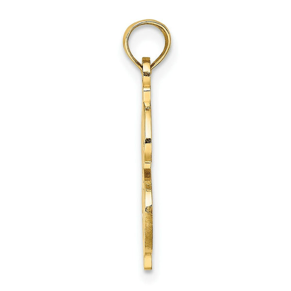 14K Yellow Gold Textured Dollar Sign Charm Pendant