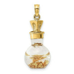 Load image into Gallery viewer, 14K Yellow Gold 3-D Gold Leaf In Bottle Charm Pendant
