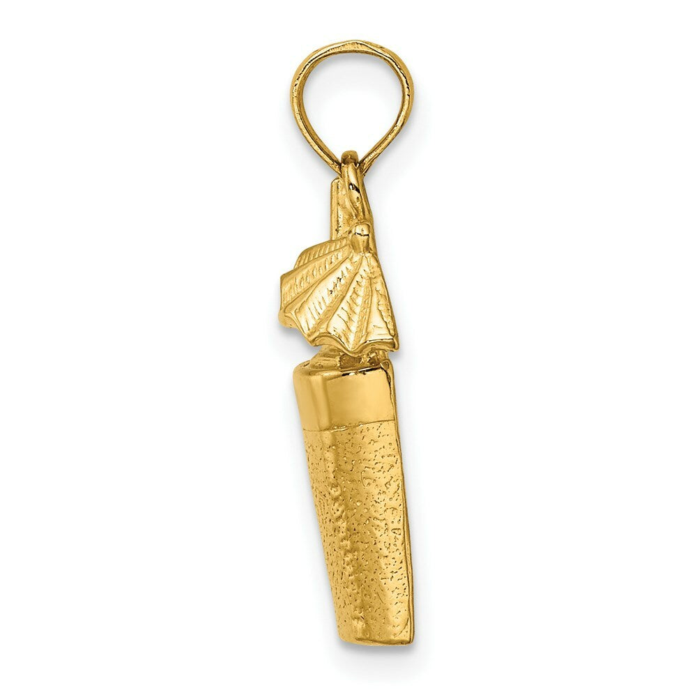 14K Yellow Gold 2-D Cocktail Drink With Umbrella Charm Pendant