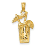 Load image into Gallery viewer, 14K Yellow Gold 2-D Cocktail Drink With Umbrella Charm Pendant
