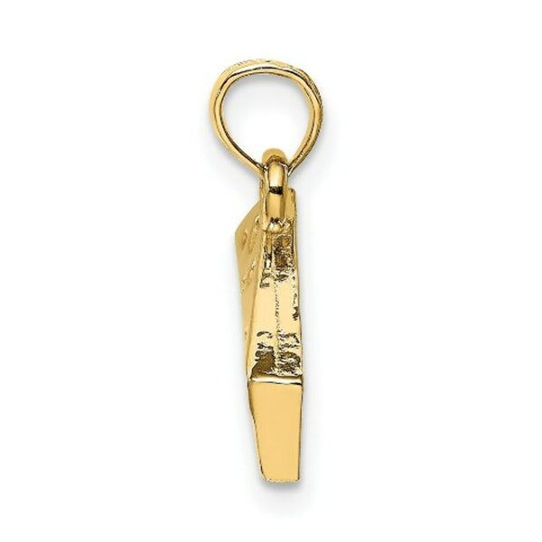 14K Yellow Gold Cheese Wedge Charm Pendant