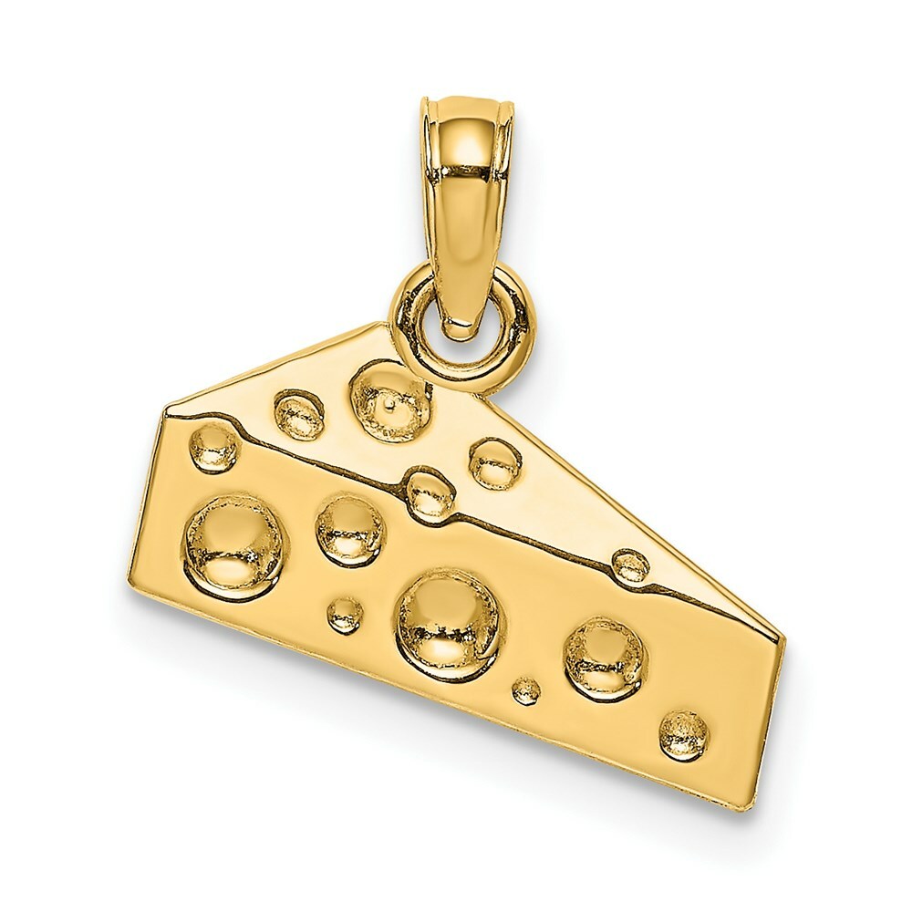 14K Yellow Gold Cheese Wedge Charm Pendant