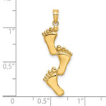 Load image into Gallery viewer, 14K Yellow Gold Polished Triple Vertical Feet Charm Pendant
