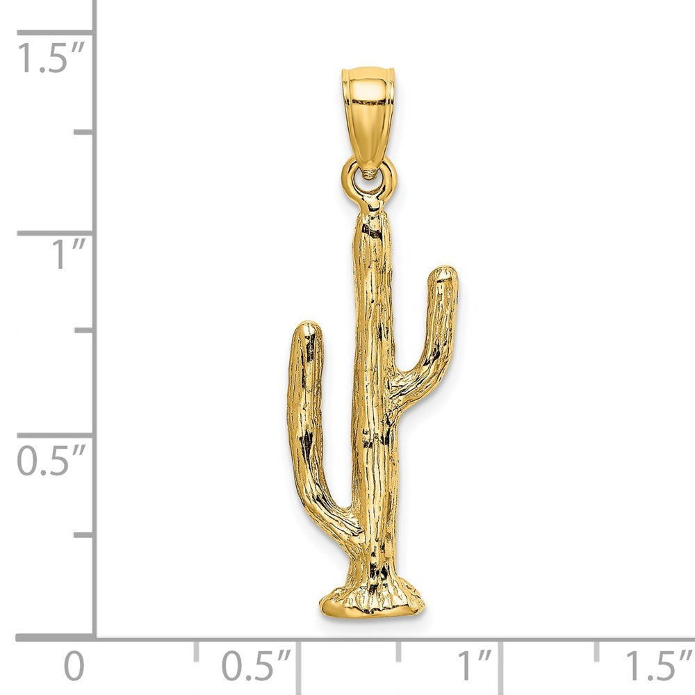 14K Yellow Gold 3-D SAGUARO CACTUS Charm Pendant