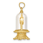 Load image into Gallery viewer, 14K Yellow Gold With Enamel 3-D Moveable Clock In Glass Dome Charm Pendant
