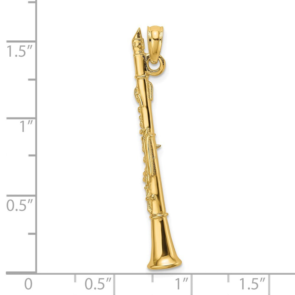 14K Yellow Gold 3-D CLARINET Charm Pendant