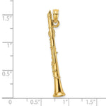 Load image into Gallery viewer, 14K Yellow Gold 3-D CLARINET Charm Pendant
