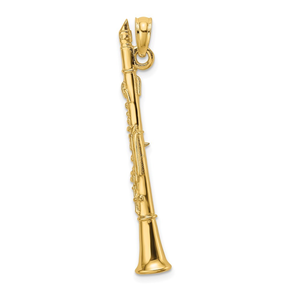 14K Yellow Gold 3-D CLARINET Charm Pendant