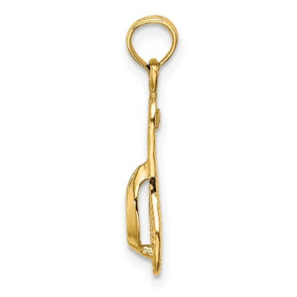 14K Yellow Gold Single Polished Strap FLIP-FLOP Charm Pendant