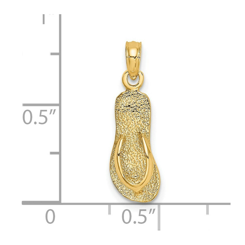 14K Yellow Gold Single Polished Strap FLIP-FLOP Charm Pendant