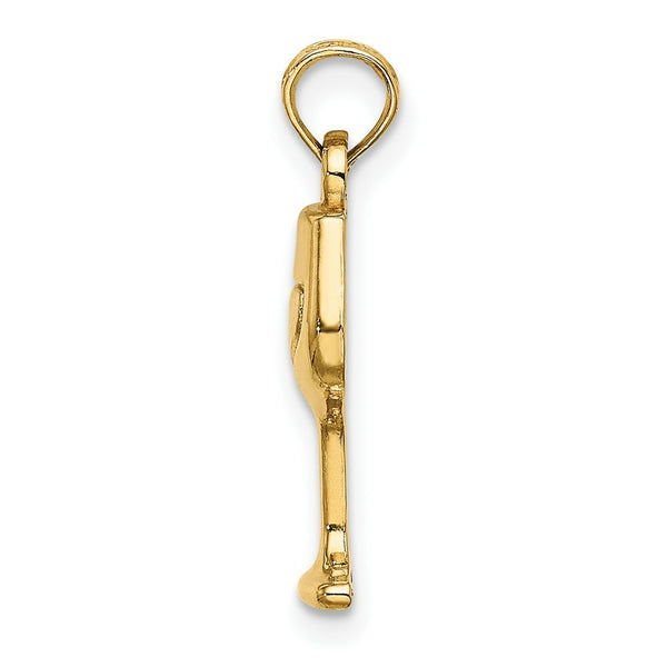 14K Yellow Gold 2-D WINE GLASS Charm Pendant