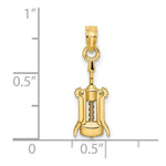 Load image into Gallery viewer, 14K Yellow Gold 2-D WINE OPENER Charm Pendant
