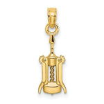 Load image into Gallery viewer, 14K Yellow Gold 2-D WINE OPENER Charm Pendant
